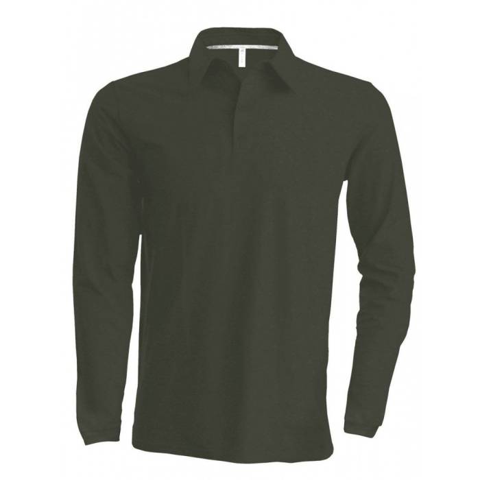 Kariban férfi hosszúujjú piké póló, Dark Khaki, 2XL