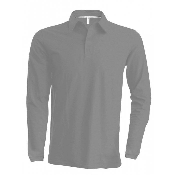 Kariban férfi hosszúujjú piké póló, Oxford Grey, S