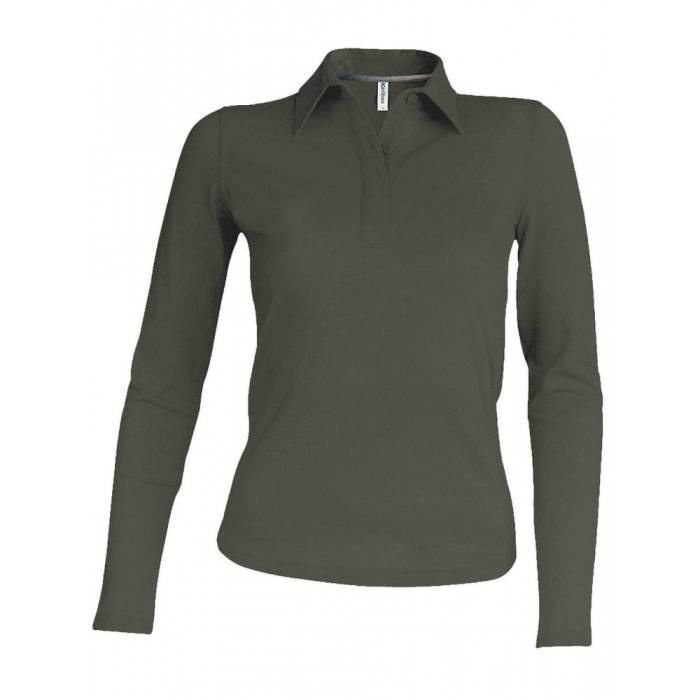 Kariban női hosszúujjú piképóló, Dark Khaki, S - Dark Khaki<br><small>GO-KA244DKH-1</small>