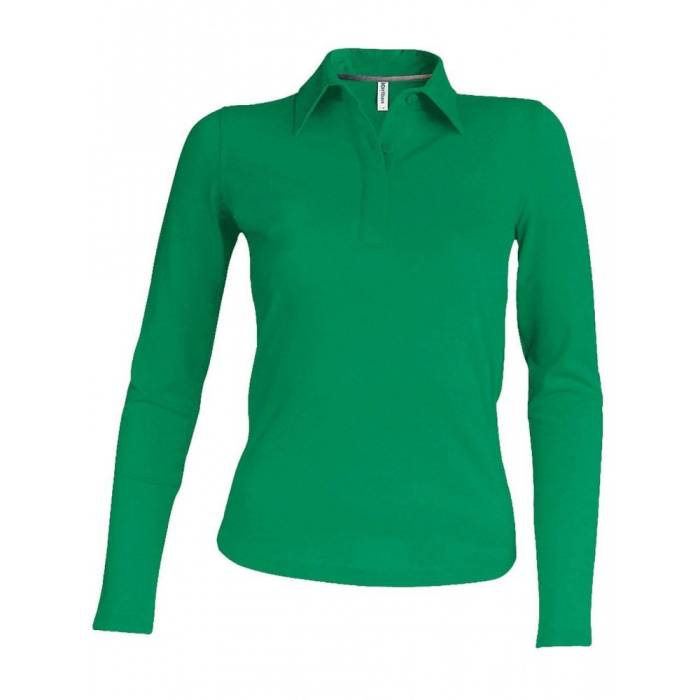 Kariban női hosszúujjú piképóló, Kelly Green, L - Kelly Green<br><small>GO-KA244KL-3</small>