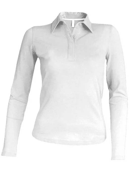 Kariban női hosszúujjú piképóló, White, L