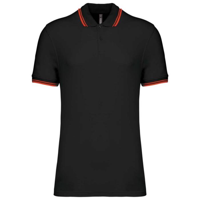 Kariban férfi rövidujjú galléros póló, Black/Red, M