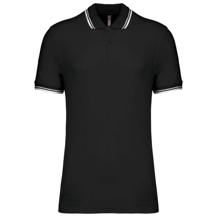 Kariban férfi rövidujjú galléros póló, Black/White, 3XL...