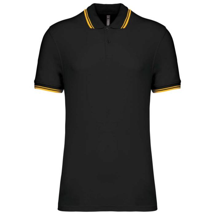 Kariban férfi rövidujjú galléros póló, Black/Yellow, XL...