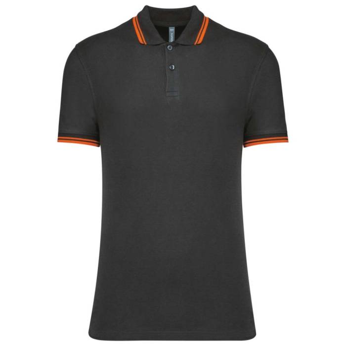 Kariban férfi rövidujjú galléros póló, Dark Grey/Orange, L...