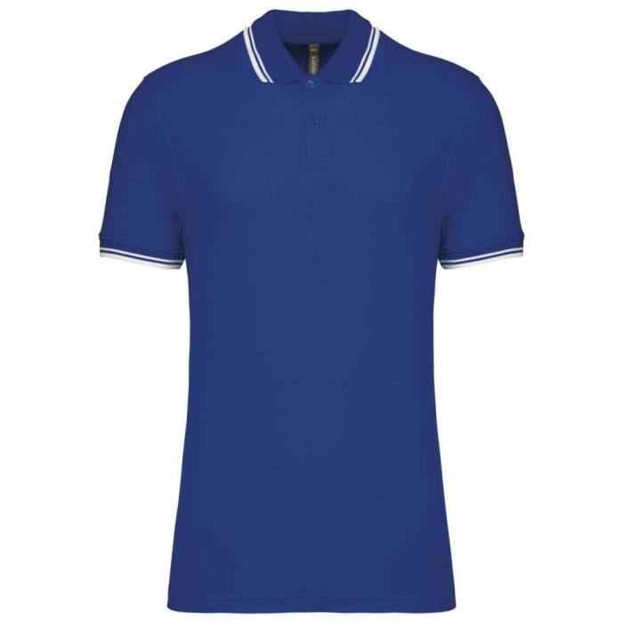 Kariban férfi rövidujjú galléros póló, Royal Blue/White, L...