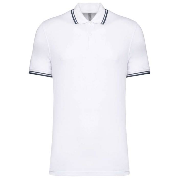 Kariban férfi rövidujjú galléros póló, White/Navy, M