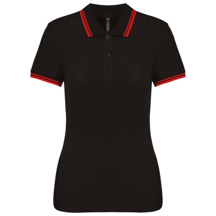 Kariban női rövidujjú galléros póló, Black/Red, XS - Black/Red<br><small>GO-KA273BL/RE-0</small>