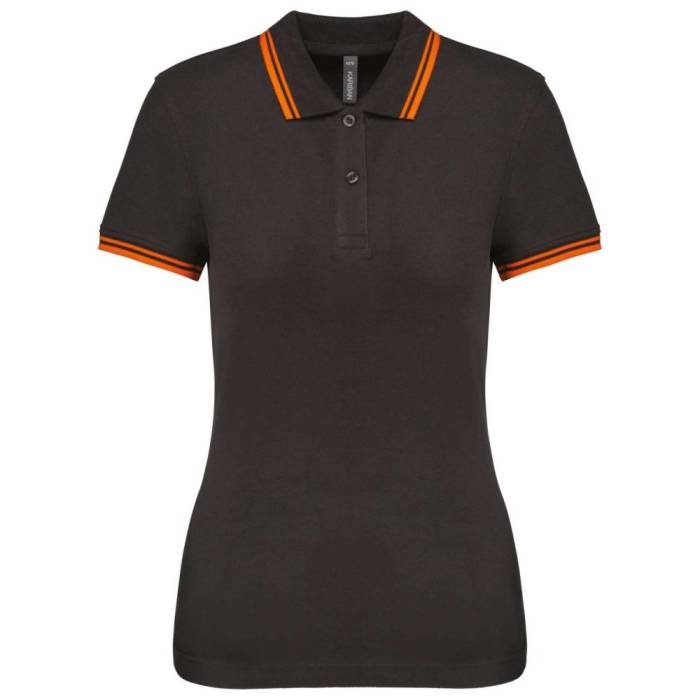 Kariban női rövidujjú galléros póló, Dark Grey/Orange, XS...