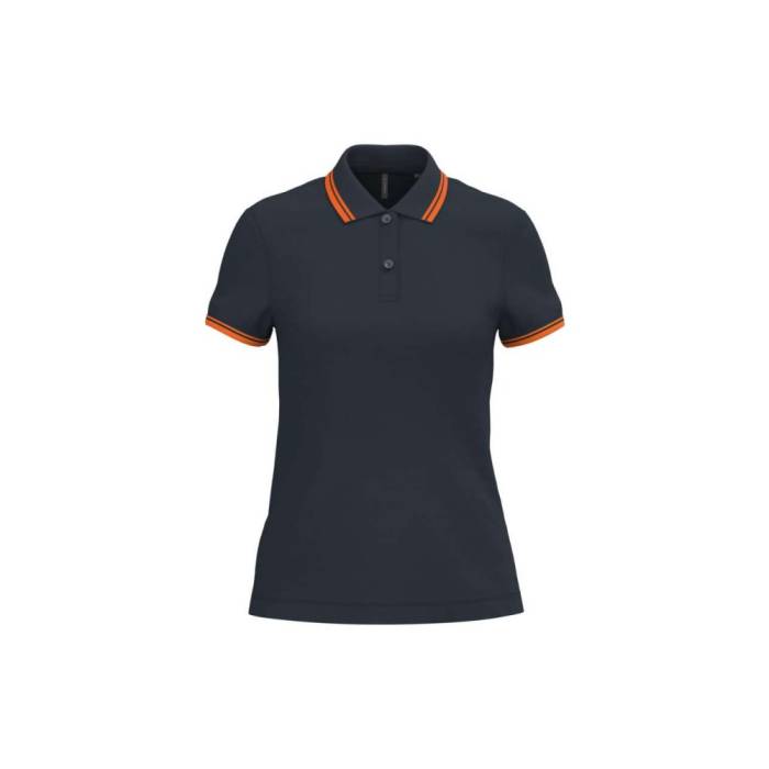 Kariban női rövidujjú galléros póló, Navy/Orange, XL - Navy/Orange<br><small>GO-KA273NV/OR-4</small>