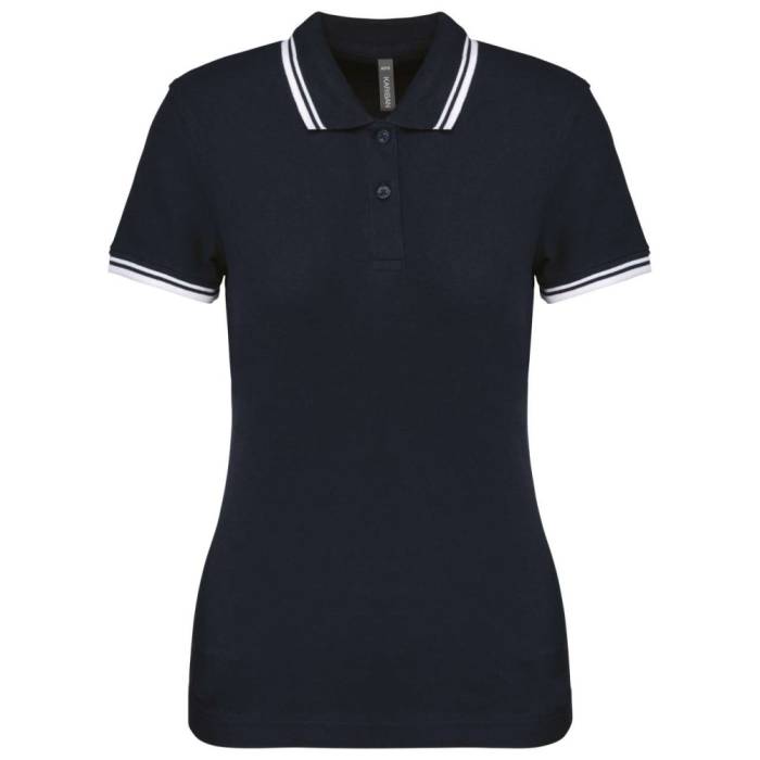 Kariban női rövidujjú galléros póló, Navy/White, XS