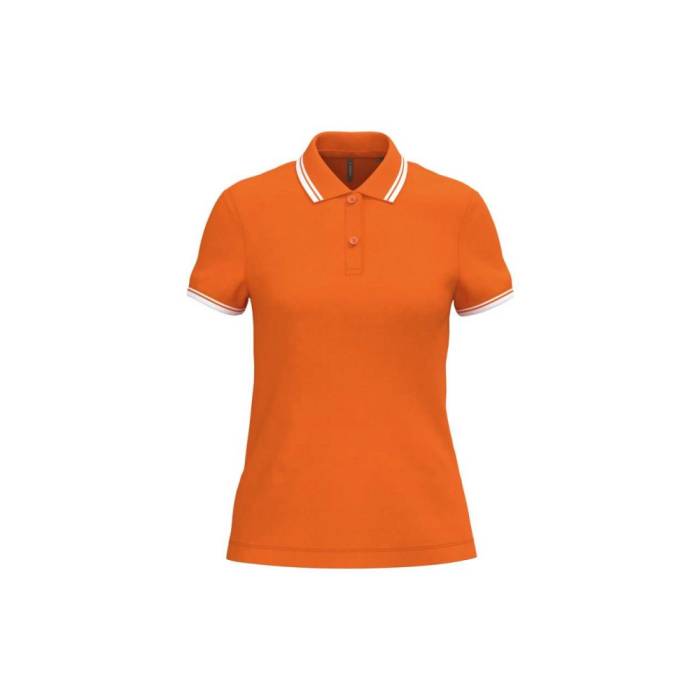 Kariban női rövidujjú galléros póló, Orange/White, L - Orange/White<br><small>GO-KA273OR/WH-3</small>