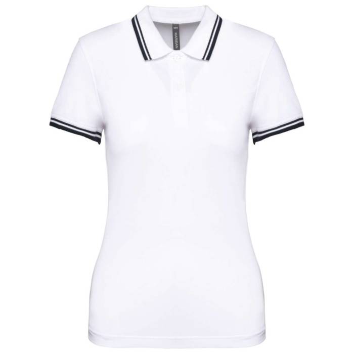 Kariban női rövidujjú galléros póló, White/Navy, S