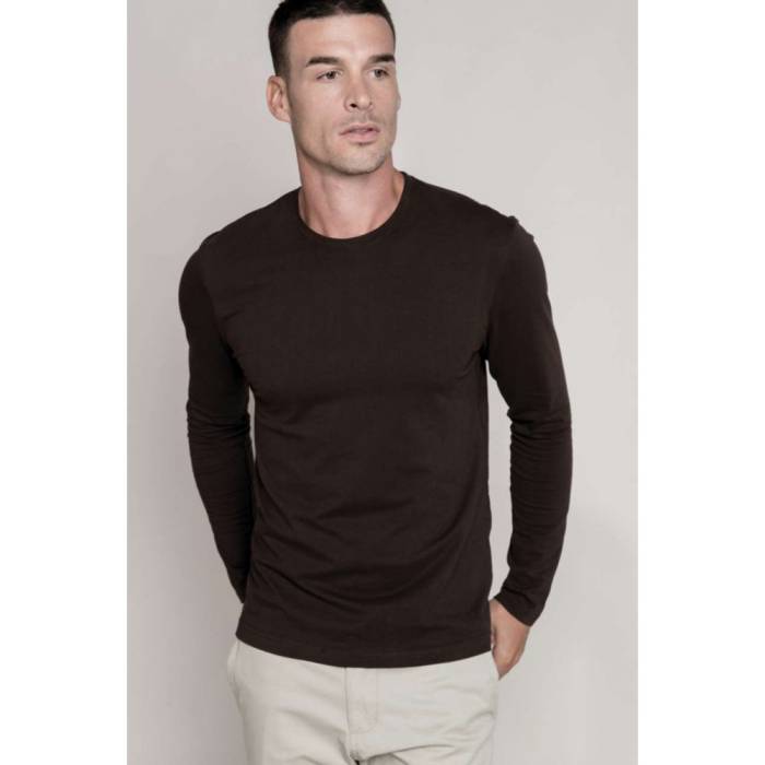 Kariban férfi hosszúujjú póló, Dark Khaki, XL