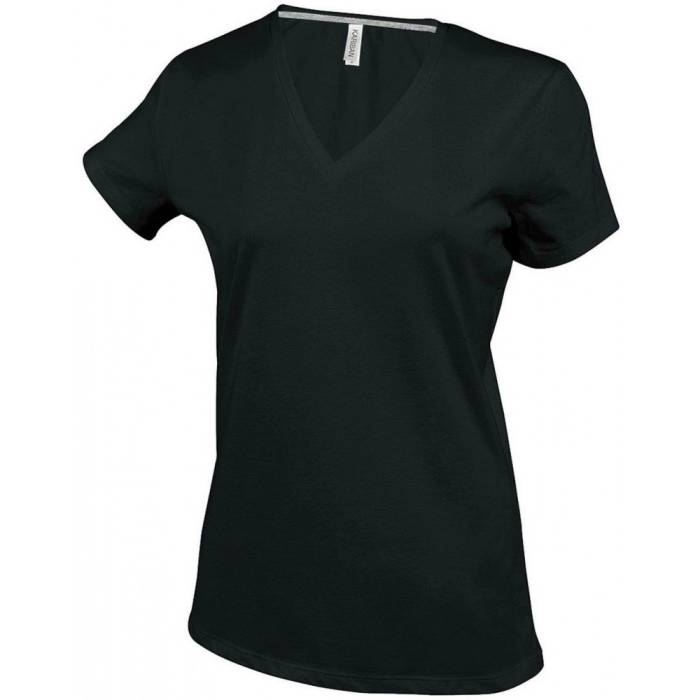 Kariban női V-nyakú póló, Black, S - Black<br><small>GO-KA381BL-1</small>
