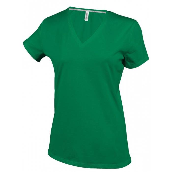 Kariban női V-nyakú póló, Kelly Green, XL - Kelly Green<br><small>GO-KA381KL-4</small>