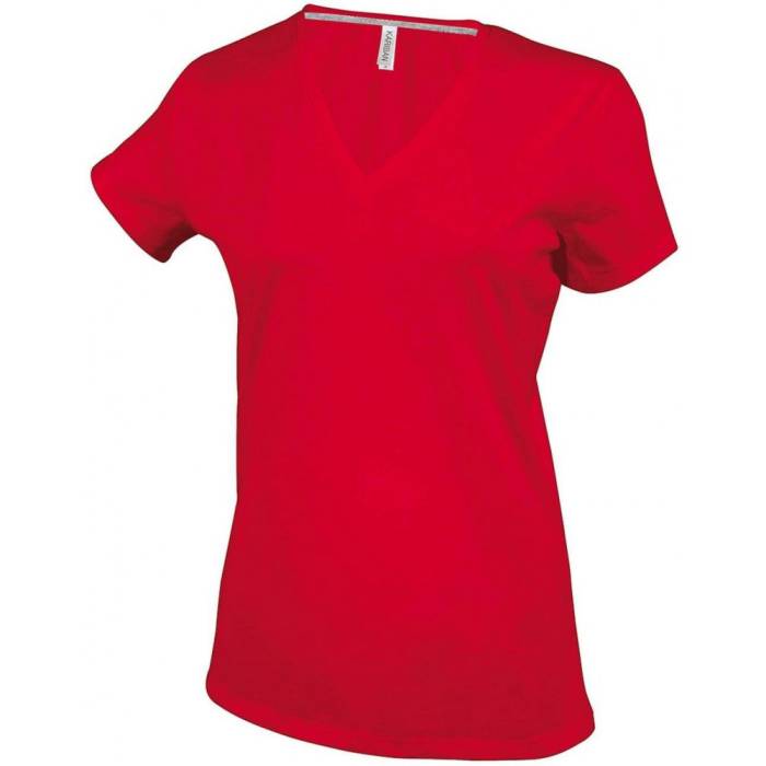 Kariban női V-nyakú póló, Red, S - Red<br><small>GO-KA381RE-1</small>