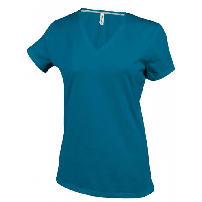 Kariban női V-nyakú póló, Tropical Blue, S - Tropical Blue<br><small>GO-KA381TB-1</small>