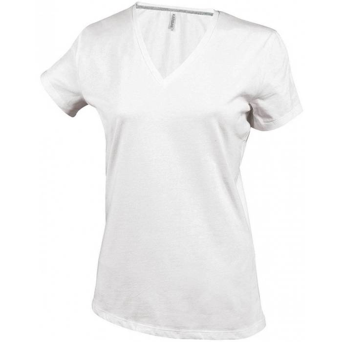 Kariban női V-nyakú póló, White, 3XL