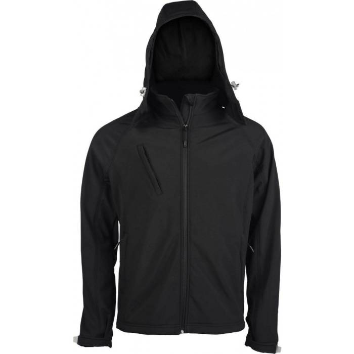 Kariban férfi kapucnis softshell dzseki, Black, S