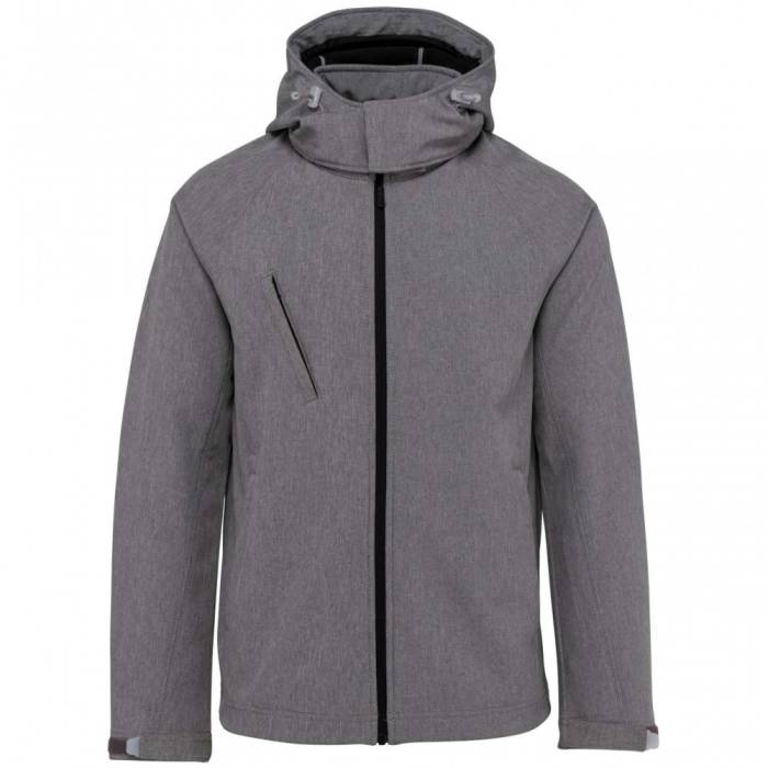 Kariban férfi kapucnis softshell dzseki, Marl Grey, 3XL - Marl Grey<br><small>GO-KA413MGR-6</small>