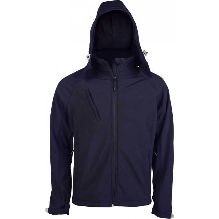 Kariban férfi kapucnis softshell dzseki, Navy, L