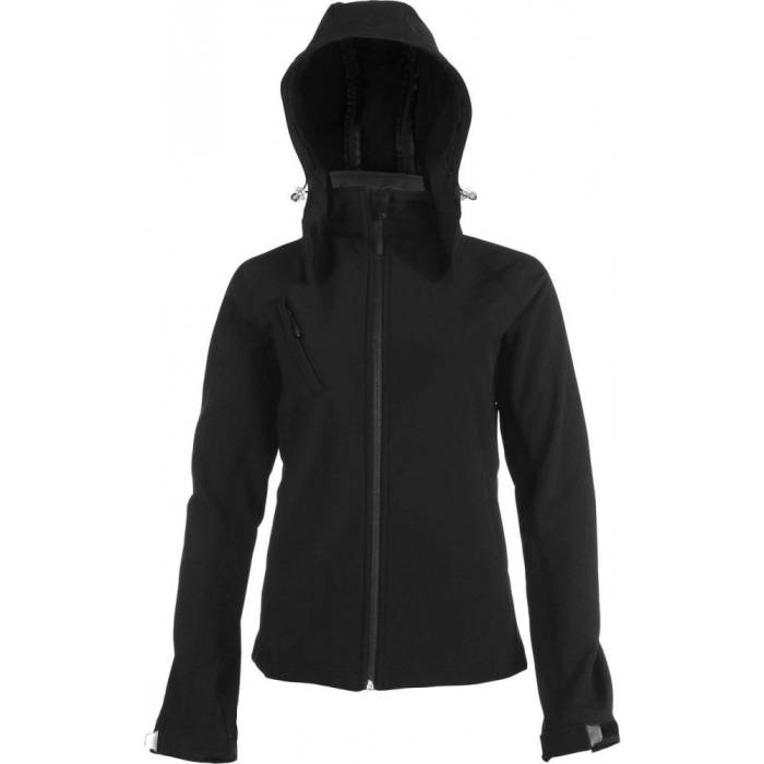 Kariban női kapucnis softshell dzseki, Black, S - Black<br><small>GO-KA414BL-1</small>