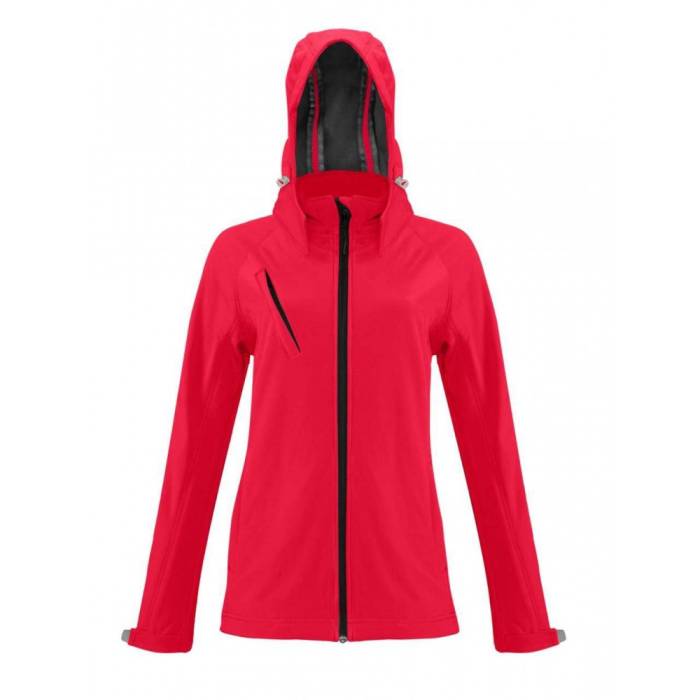 Kariban női kapucnis softshell dzseki, Red, S - Red<br><small>GO-KA414RE-1</small>