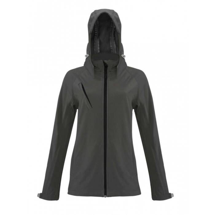 Kariban női kapucnis softshell dzseki, Titanium, L - Titanium<br><small>GO-KA414TI-3</small>