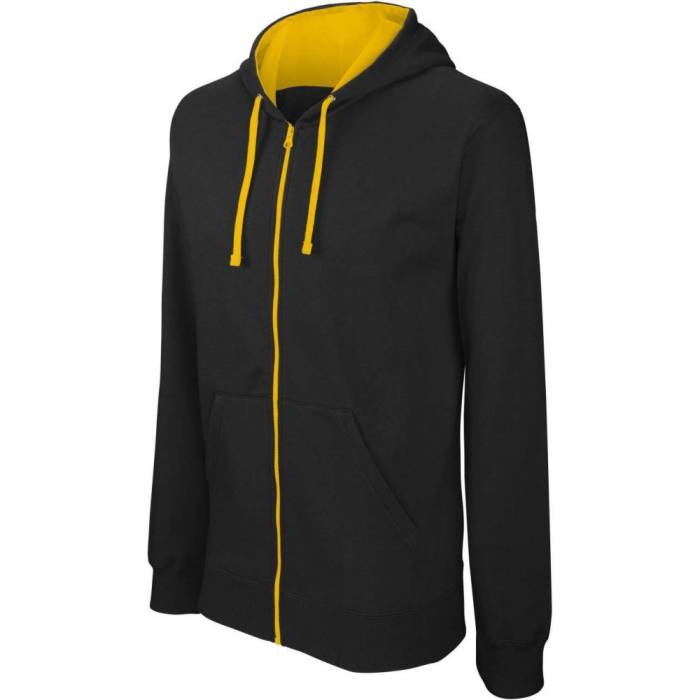 Kariban Contrast férfi kapucnis pulóver, Black/Yellow, S