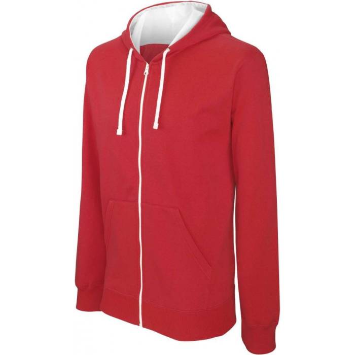 Kariban Contrast férfi kapucnis pulóver, Red/White, S