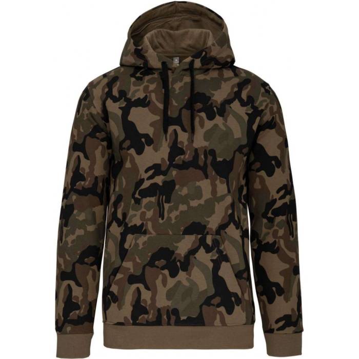 Kariban férfi kapucnis pulóver, Olive Camouflage, XS