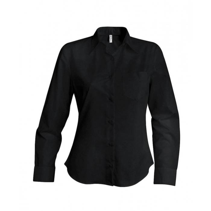 Kariban Hosszúujjú puplin blúz, Black, XS - Black<br><small>GO-KA542BL-0</small>