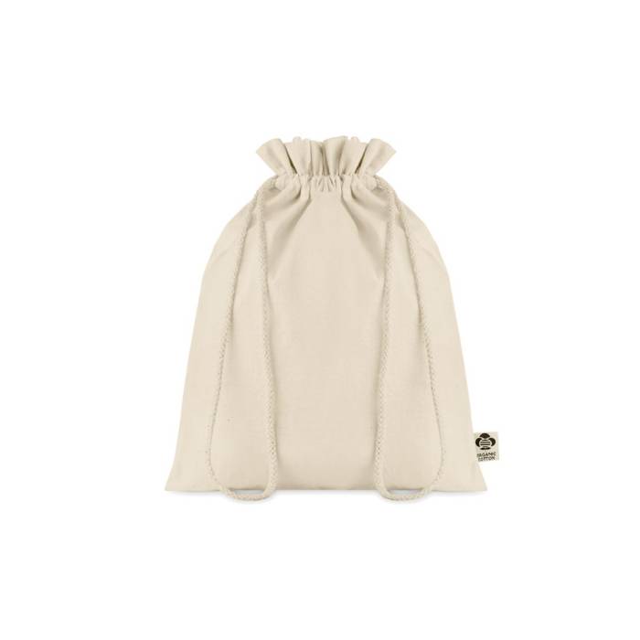 Közepes biopamut ajándéktasak, Bézs