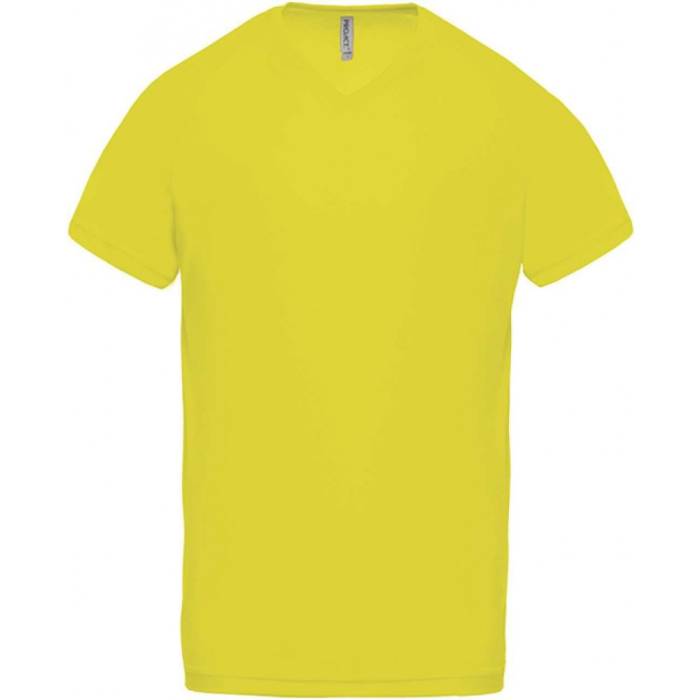 ProAct Férfi V-nyakú sportpóló, Fluorescent Yellow, S