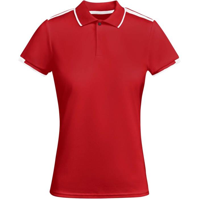 Tamil rövid ujjú női sportpóló, red, white, XL