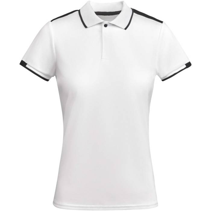 Tamil rövid ujjú női sportpóló, white, solid black, S