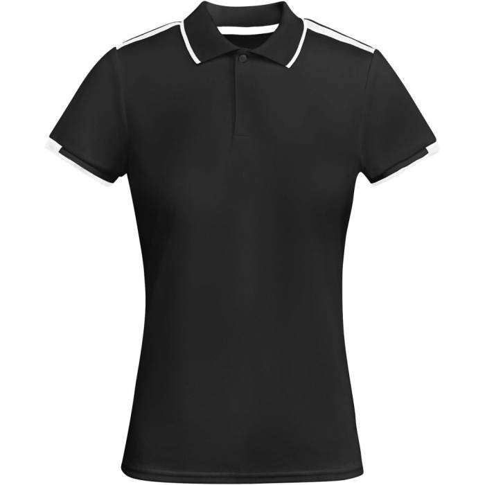 Tamil rövid ujjú női sportpóló, solid black, white, S