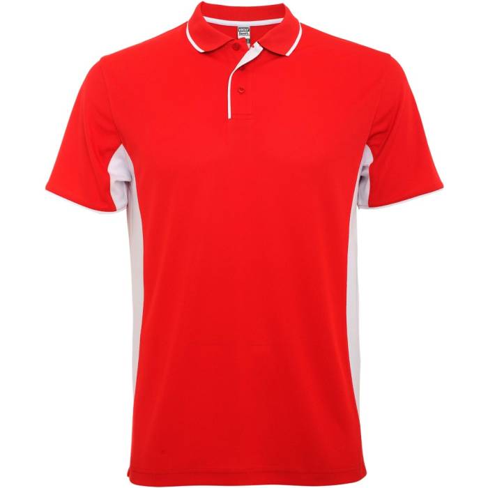 Montmelo rövid ujjú uniszex sportpóló, red, white, XL - red, white<br><small>GO-R04218N4</small>