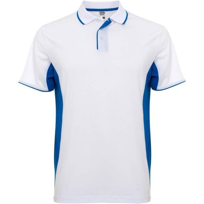 Montmelo rövid ujjú uniszex sportpóló, white, royal blue,  - white, royal blue...<br><small>GO-R04218Q1</small>