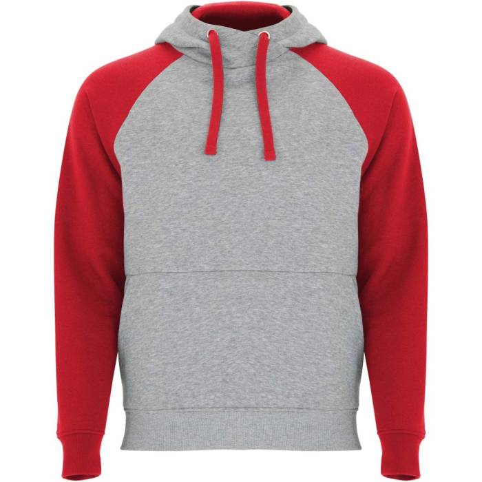 Roly Badet uniszex kapucnis pulóver, Heather grey, Red, S - Heather grey, Red<br><small>GO-R1058B61</small>