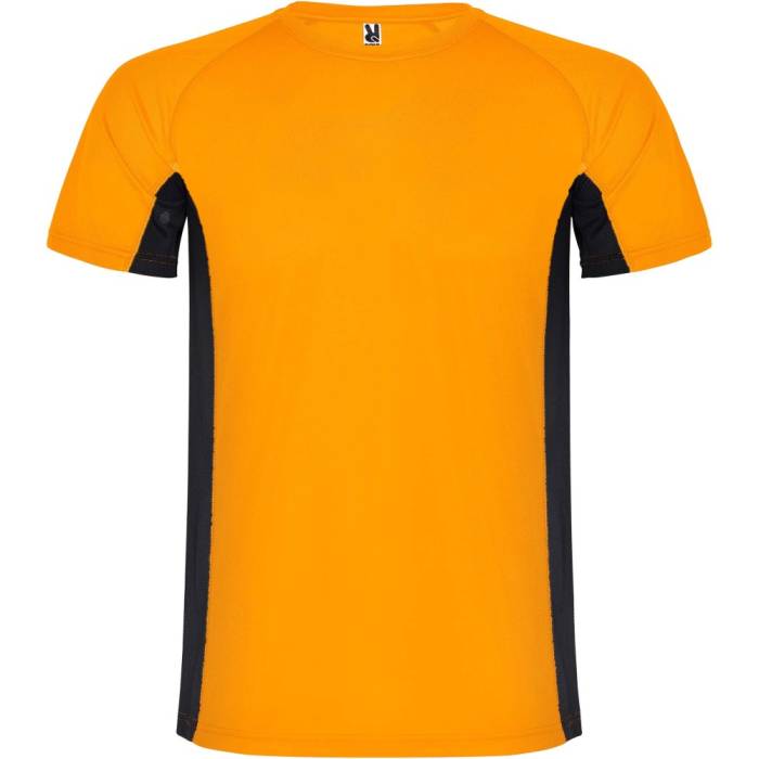 Shanghai rövid ujjú férfi sportpóló, fluor orange, solid b...