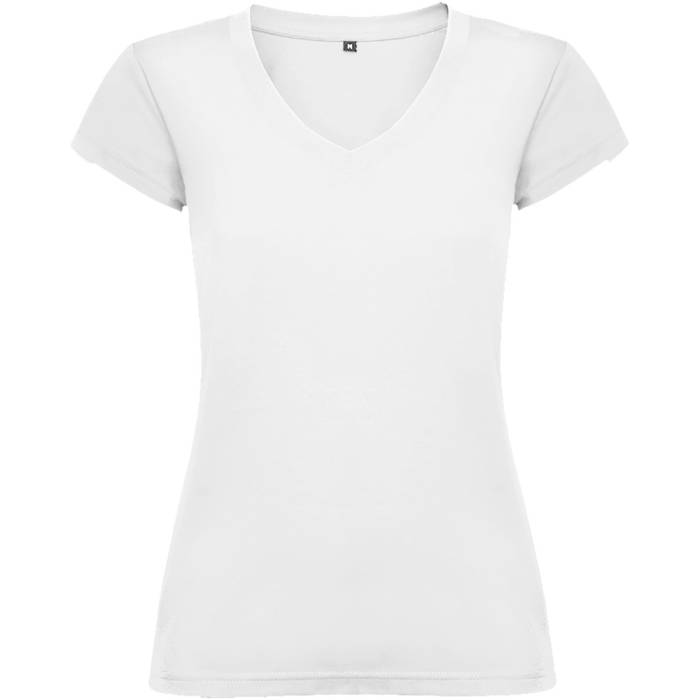 Roly Victoria női V-nyakú pamutpóló, White, XL
