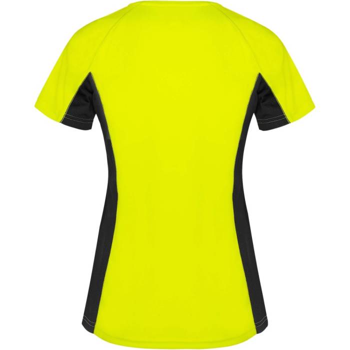 Shanghai rövid ujjú női sportpóló, fluor yellow, solid bla...