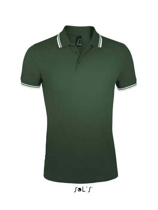 Sols Pasadena férfi piképóló, Forest Green/White, M - Forest Green/White<br><small>GO-SO00577FO/WH-2</small>