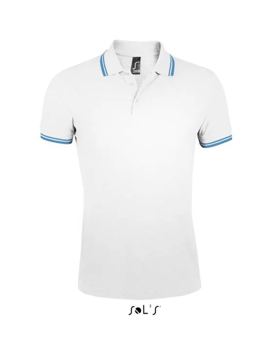 Sols Pasadena férfi piképóló, White/Aqua, 2XL - White/Aqua<br><small>GO-SO00577WH/AQ-5</small>