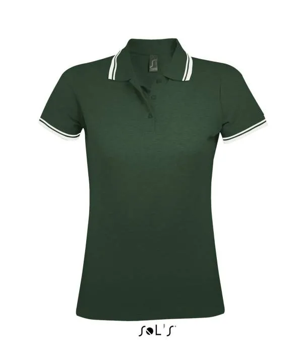 Sols Pasadena női piképóló, Forest Green/White, 2XL - Forest Green/White<br><small>GO-SO00578FO/WH-5</small>