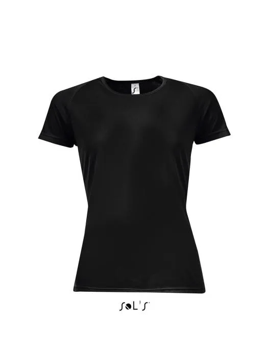 Sols Sporty raglánujjas női póló, Black, XS
