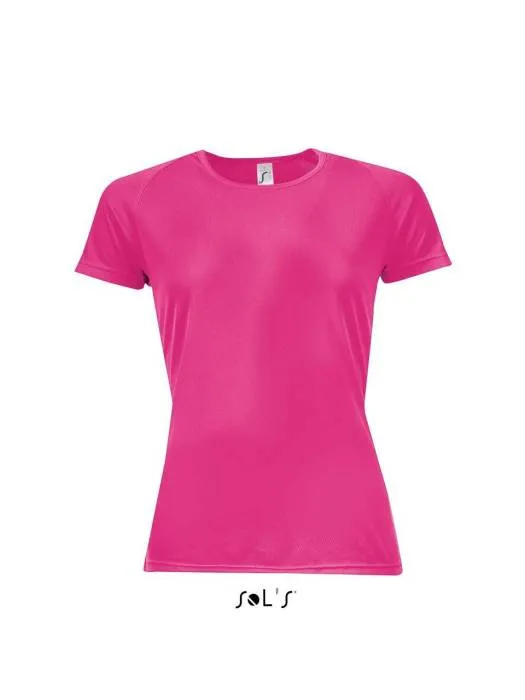 Sols Sporty raglánujjas női póló, Neon Pink 2, S