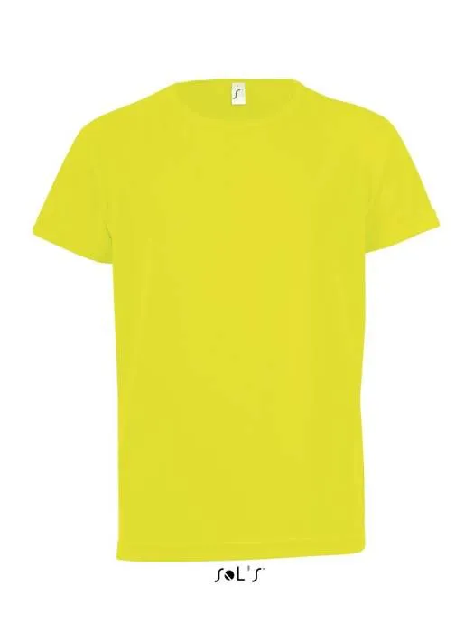 Sols raglánujjú gyerek sportpóló, Neon Yellow, 8A